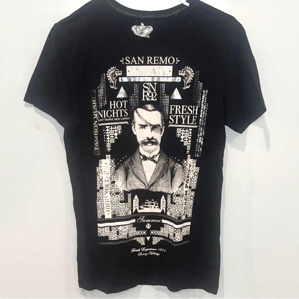 Zara Vintage Men’s San Remo Private Black Short Sleeve T-Shirt Size M NWOT